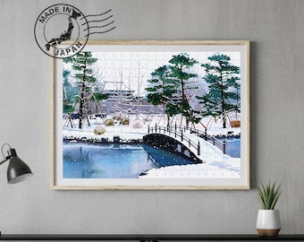 Kanazawa Castle Handmade Puzzle – Winter Snow Scene | Original Scenic Art by Japanese Artist | Japan Wall Art | Japan Decor