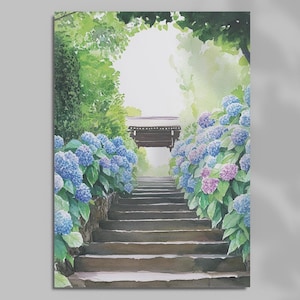 Japanese Postcard – Meigetsu-in, Kamakura | Made In Japan | Scenic Art Card for Gifting, Journals & Decor