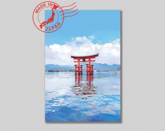Itsukushima Shrine Postcard – Hiroshima Floating Torii | Original Scenic Art by Japanese Artist | Japan Wall Art | Japan Decor
