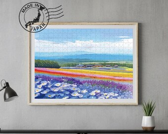 Farm Tomita Handmade Puzzle – Hokkaido Furano Lavender | Original Scenic Art by Japanese Artist | Japan Wall Art | Japan Decor