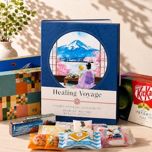Healing Voyage - 21-Tage Japanische Snack- und Nachrichtenbox | Ein Pflegepaket für Frauen | Ich denke an Dich | Auflösung des Gemäldes | Genesungs-Pflege-Box