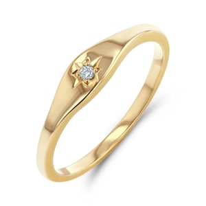 Mini Starburst Signet Ring, Main Stone For Beautiful Look !! Gift or Her, Gift For Him, Men&#39;s Signet Rin, Diamond Stone