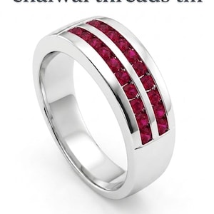 Sterling Silver Ruby Eternity Band, Channel Set Stackable Ring