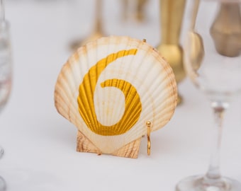 Custom Seashell Table Numbers for Coastal Weddings & Events