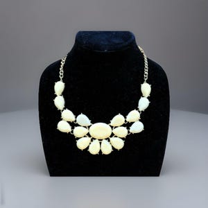 Yellow Stone Statement Bib Necklace With Gold Tone Chain 18