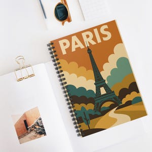 Parisian Dream Spiral Notebook, Aesthetic Journal for Travel Lovers, Vintage Paris Design, Gifts for Writers, Stationery Essentials