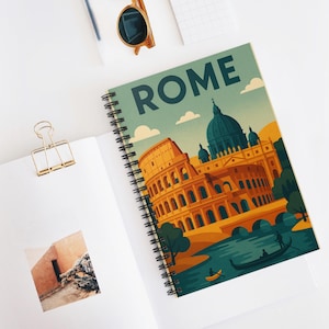 Rome Spiral Notebook - Ruled Line, Travel Journal, Sketchbook, Gift for Students, Art Notebook, Italian Decor, Vacation Diary