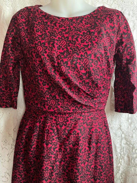 Vintage 60s red and black mad men secretary Dress… - image 5