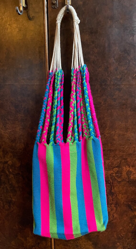 Vintage striped neon purse bag handmade? Peru or S