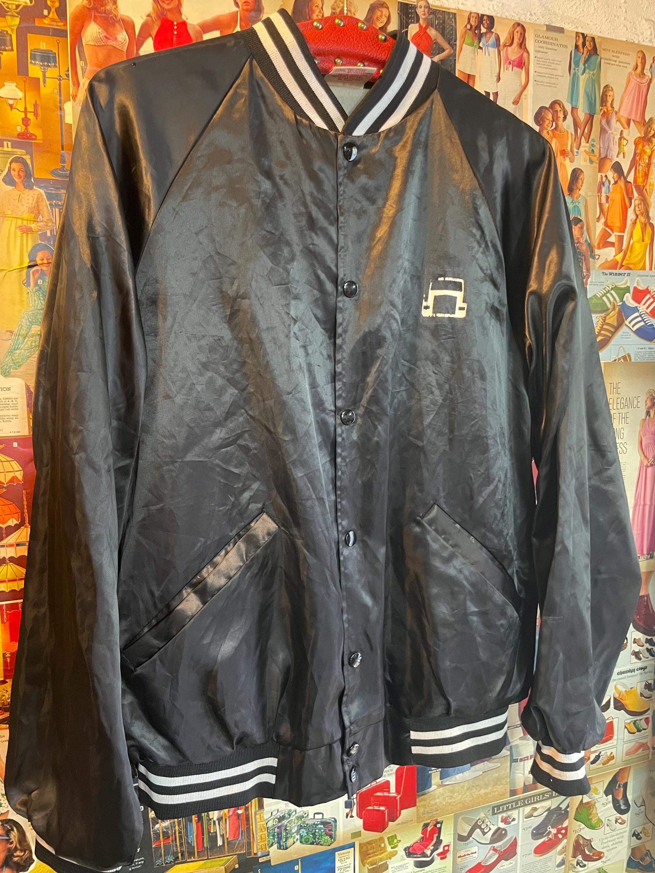 Vintage Cardinal Nylon Baseball Jacket With Snaps, Stripes 