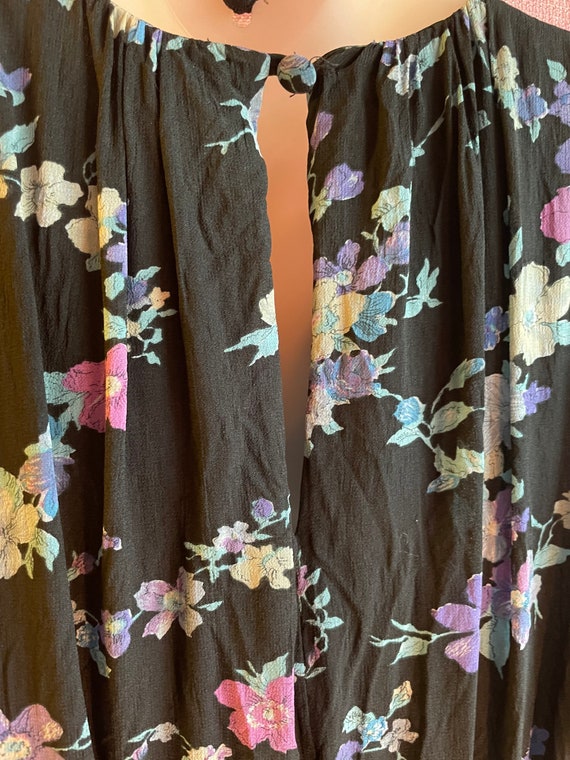 Vintage 80s black floral low waist midi DRESS - image 2