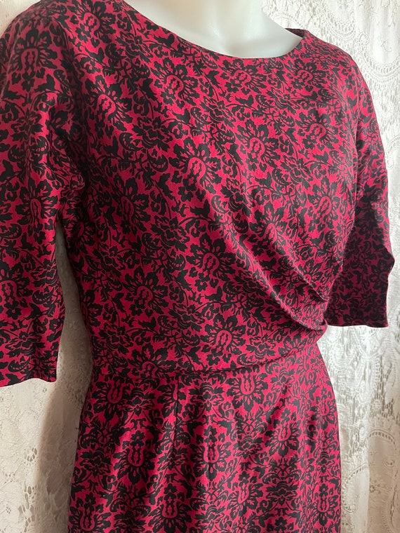 Vintage 60s red and black mad men secretary Dress… - image 4