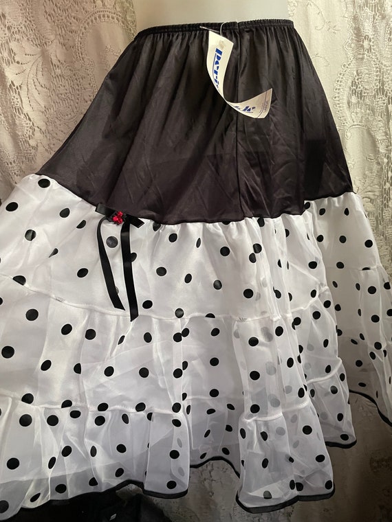 Vintage 80s does 50s crinoline skirt polka dot by… - image 4