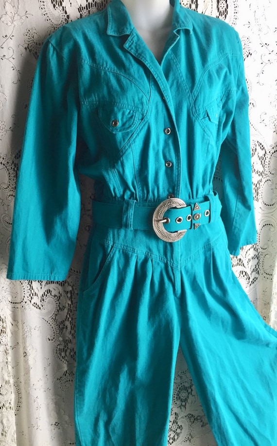 Vintage 80s Teal Jumpsuit