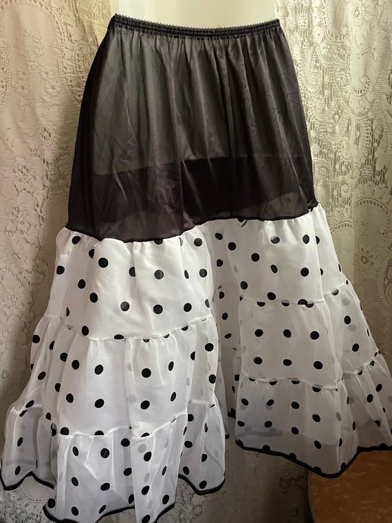 Vintage 80s does 50s crinoline skirt polka dot by… - image 5