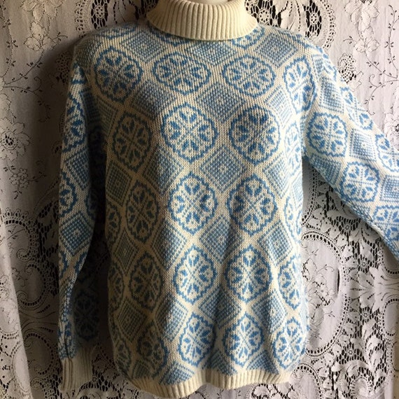 FoxDale Sz 4T Vintage 80\u2019s Norwegian Print Grey Black White Winter SKI Snowflake Sweater by