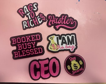 Iron on patch embroidered sassy girl boss