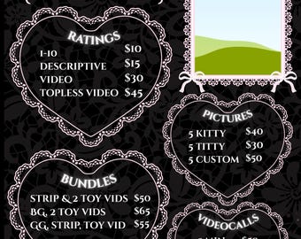 Onlyfans Tip Menu editable in canva PRO