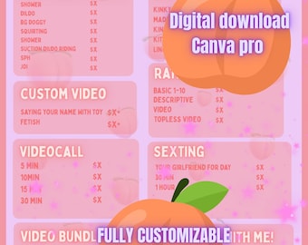 Onlyfans Tip Menu editable in canva PRO