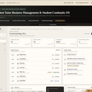 Professional Organizer  Software App, Client  Room Project Tracker, Session  Package Hours, Offline HTML