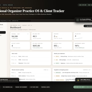 Professional Organizer Software App, Client & Room Project Tracker, Session Package Hours, Offline HTML