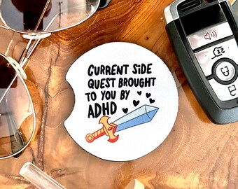 Current Side Quest ADHD Coaster, Neurospicy Car Accessory