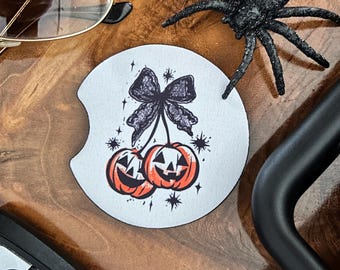 Jackolantern Cherry Car Coaster, Halloween Car Accessories