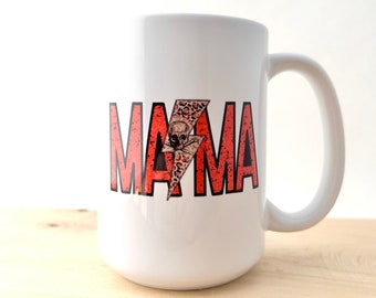 Mama Mug, Leopard Print Coffee Cup, 15 oz Coffee Cup