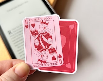 Queen of Books Vinyl Sticker, Waterproof Laptop Kindle Decal (Matte or Glossy)