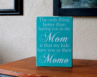 The Only Thing Better Than Having You as My Mom Personalized Wood Sign, Handmade Gift for Her, Turquoise and White