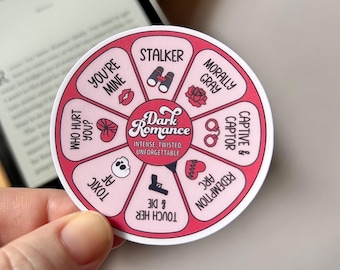 Dark Romance Book Trope Wheel Sticker, Waterproof Vinyl Decal (Matte or Glossy)