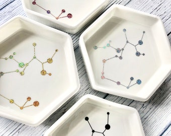 Zodiac Decor, Hexagon Ring Dish, Astrology Gifts