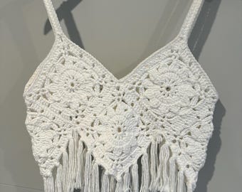 Handmade Crochet Crop Top; Festival Top; Made to Order Crochet Top; Boho Top; Fringe Top