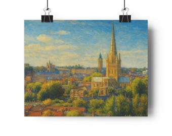 Norwich Artistic Paper Poster, Vintage Wall Art, Home Decor, Gift for Art Lovers, Landscape Print, Unique Wall Hanging