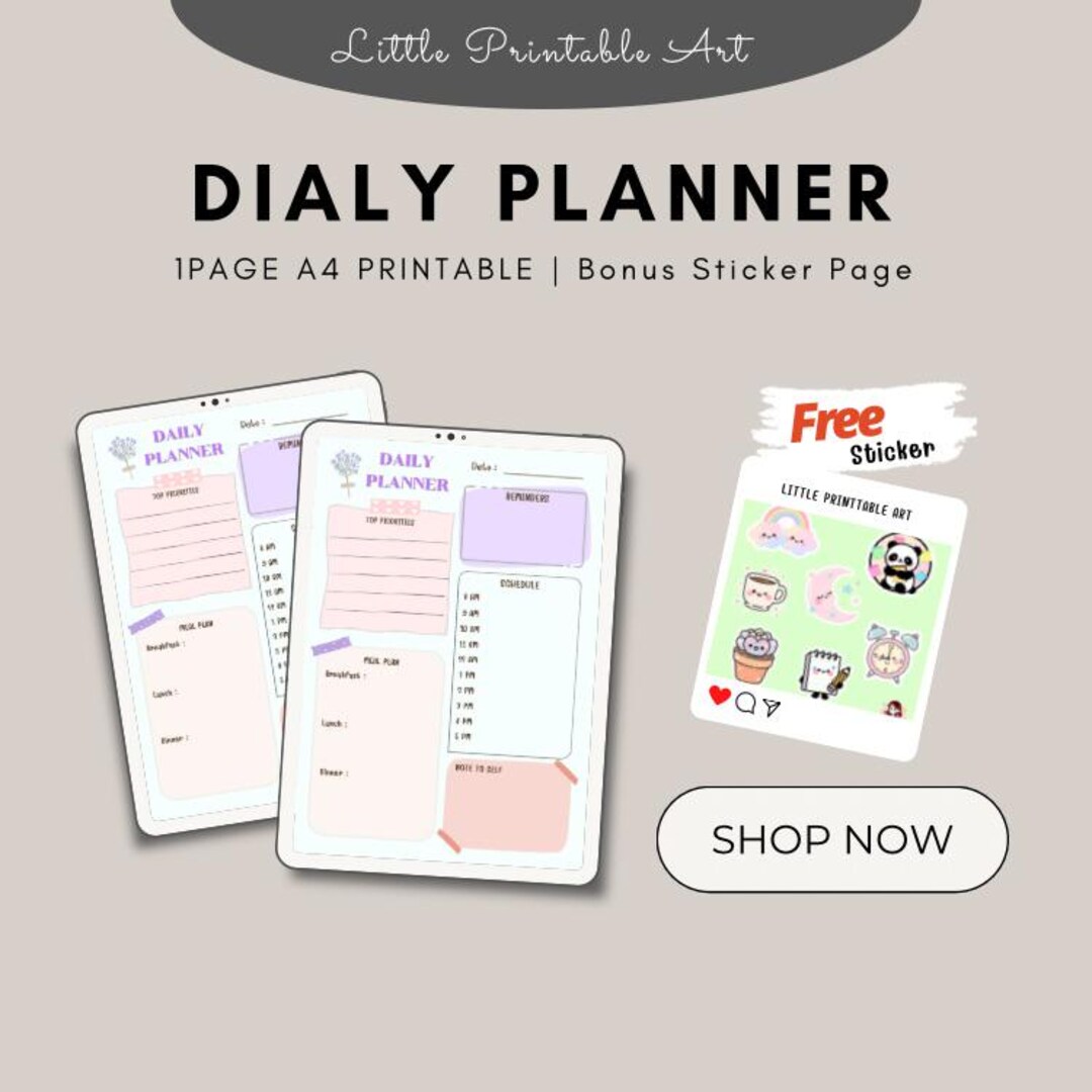 Daily Planner Printable A4 | Cute Task Organizer | Schedule & Meal Plan ...