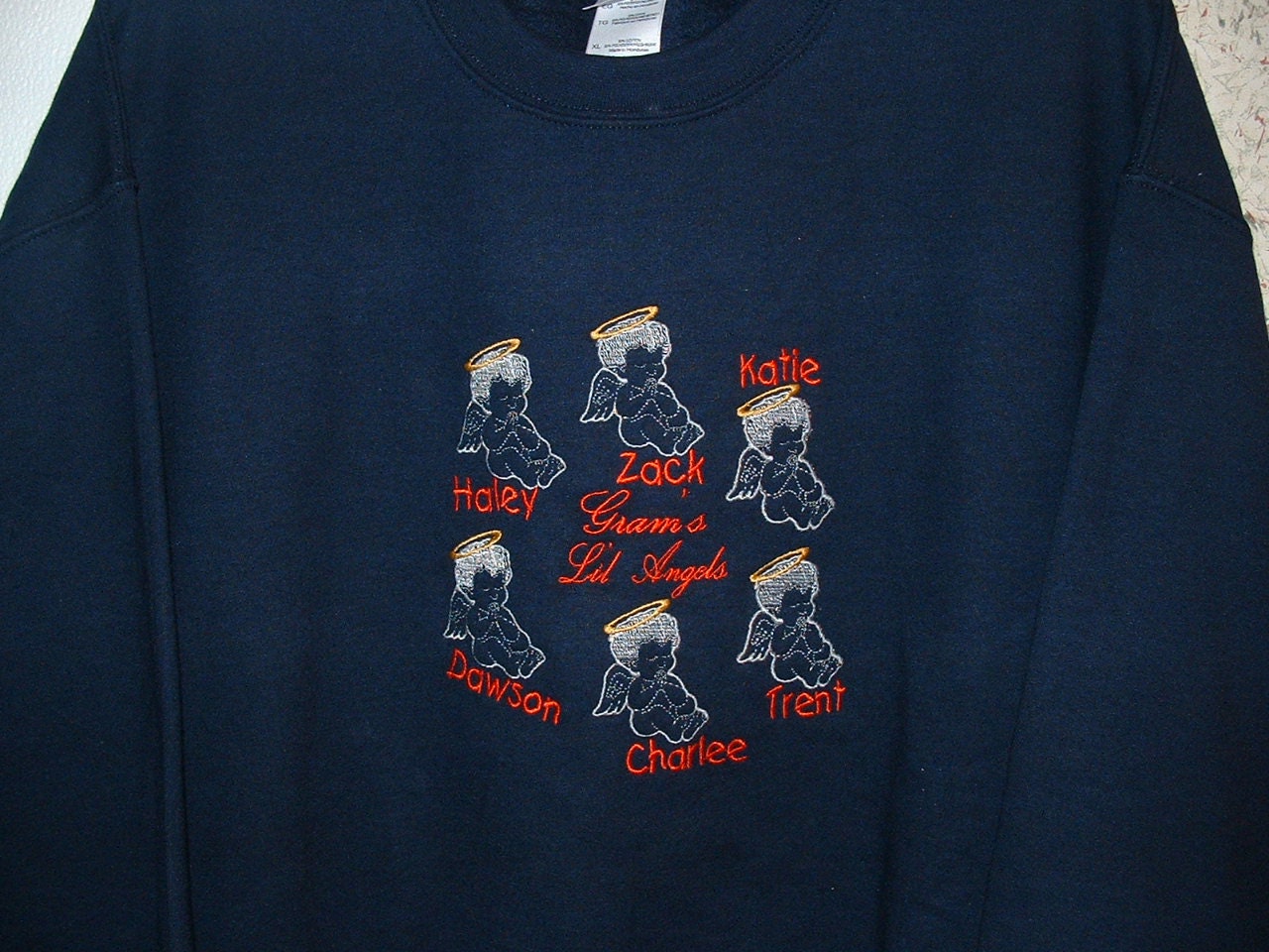 Embroidery Sweatshirts Embroidery Names Embroidery Crew Neck Etsy