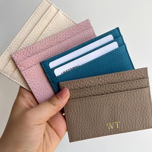 Porte-cartes en cuir personnalisé - Cadeau portefeuille mince personnalisé pour lui, cadeau de remerciement pour homme d'honneur ou demoiselle d'honneur, porte-cartes minimaliste