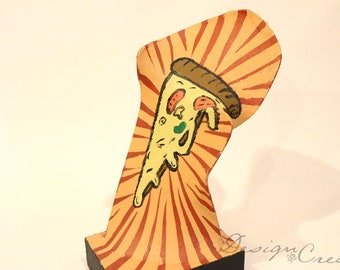 Pizza Extraordinaire - sculpture, handmade and painted, one of a kind, unique, Surrealism Salvador Dalí inspired, modern art