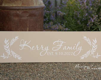 Custom Wedding Gift - EUCALYPTUS Family Established Sign - Wedding sign, personalized family name signs, custom wood sign, leaves wreath