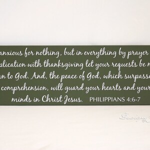 Custom sign - Bible verse sign - Be anxious for nothing, but in everything by prayer... Philippians 4:6-7 -Wood Sign, custom sign, scripture afbeelding 4