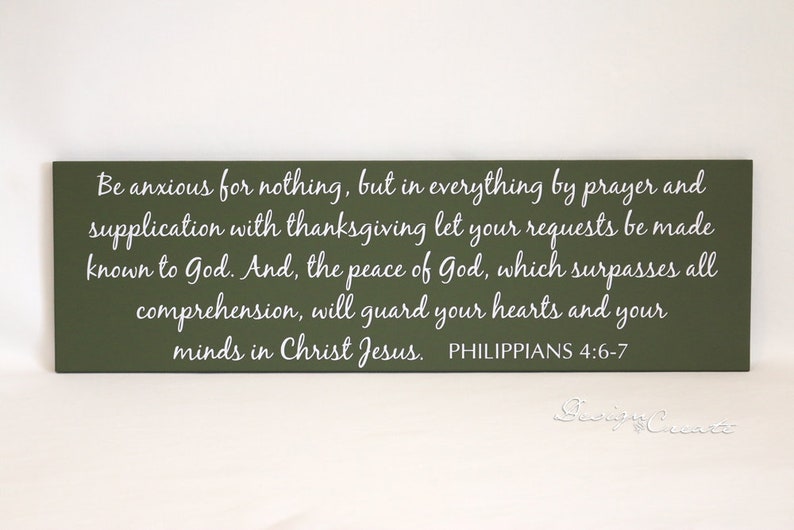 Custom sign - Bible verse sign - Be anxious for nothing, but in everything by prayer... Philippians 4:6-7 -Wood Sign, custom sign, scripture afbeelding 4