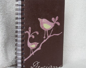 Journal - HAPPY BIRDS - Diary, Notebook - Rustic Whimsical