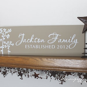 Custom Wedding Gift - BABY'S BREATH Family Established Sign - Wedding sign, personalized family name signs, custom wood sign, flowers