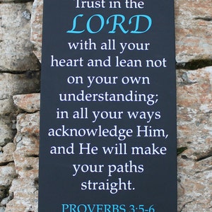 Custom Sign TRUST in the Lord, with all of your heart... large wood sign, Bible verse, scripture sign, subway image 1