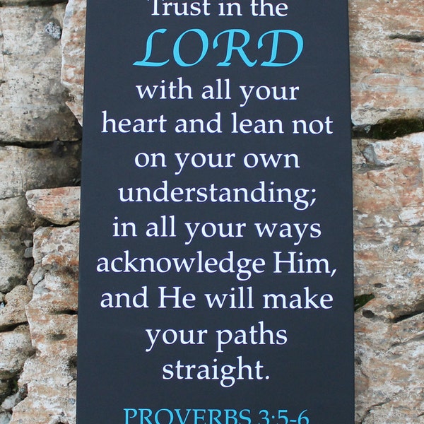 Custom Sign - TRUST in the Lord, with all of your heart... - large wood sign, Bible verse, scripture sign, subway