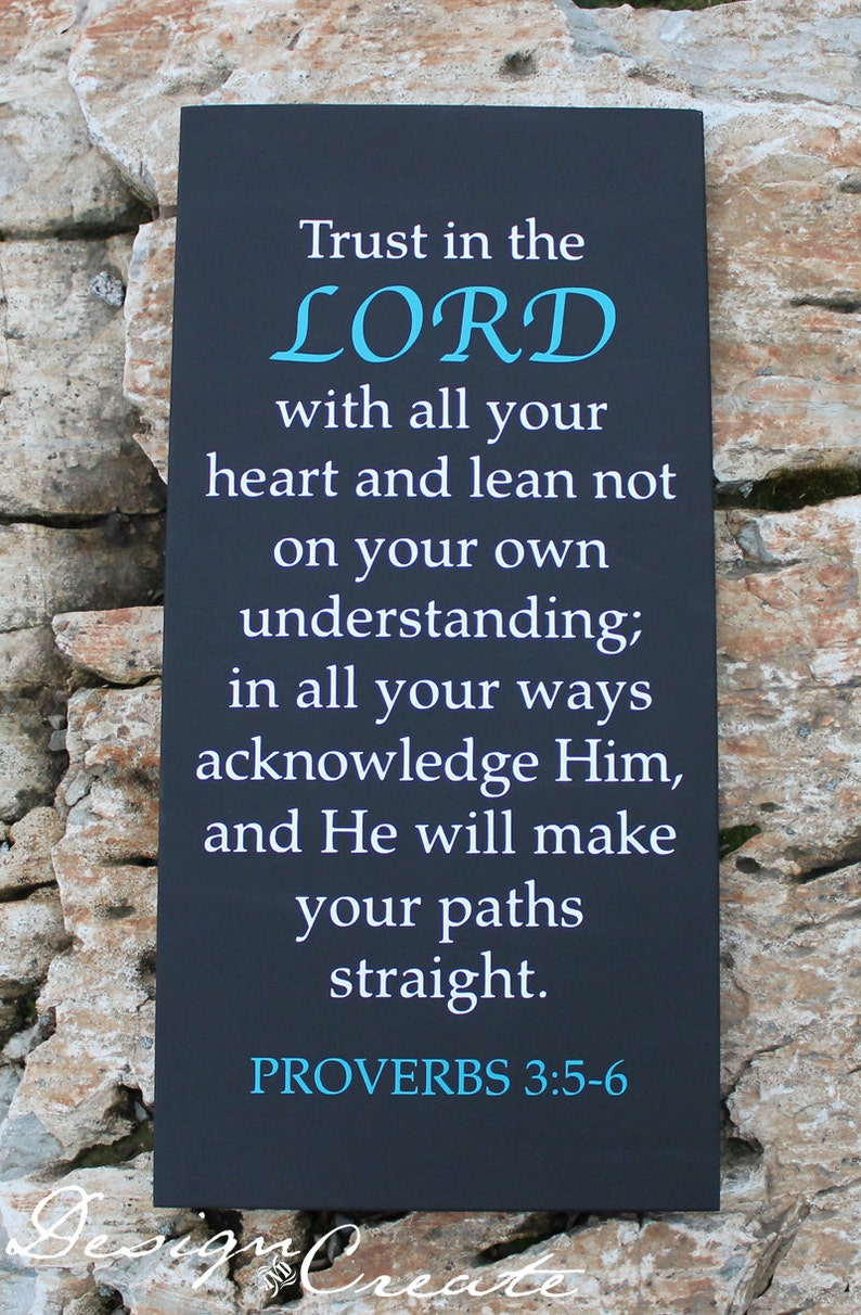 Custom Sign TRUST in the Lord, with all of your heart... large wood sign, Bible verse, scripture sign, subway image 1
