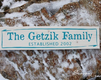 Rustic Family Established Sign - RUSTIC WASH - Personalized Primitive Custom Made, unique paint on wood grain