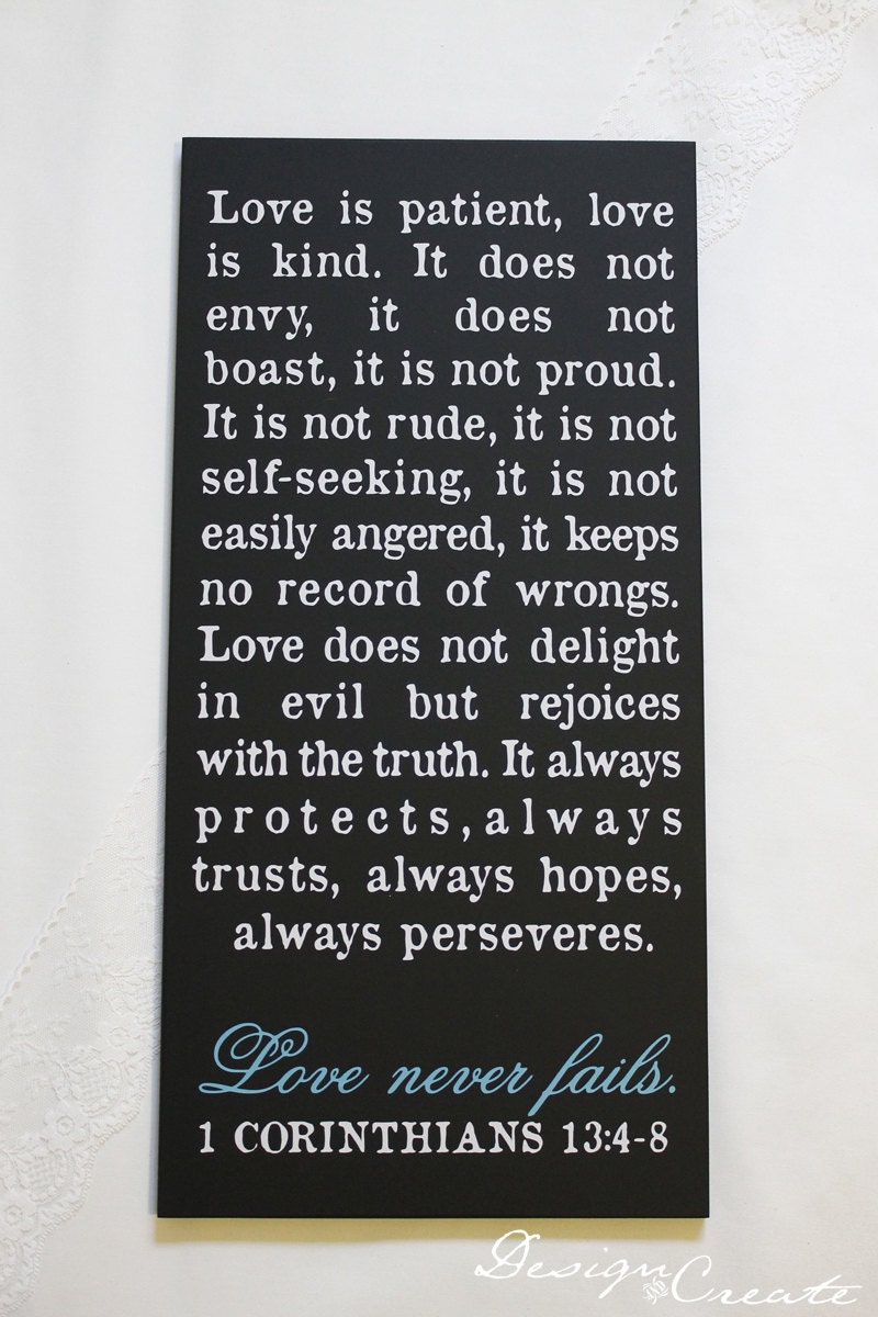 Custom Sign - LOVE IS PATIENT Sign, Love Never Fails Sign - Large Wood ...