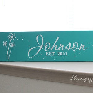 Wedding Gift - DANDELIONS FLY Family Established Sign - Wedding sign, personalized family name signs, custom wood sign, family est sign