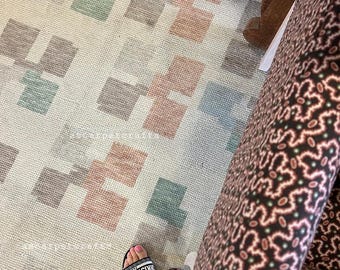 Moderner Geometrischer Teppich - Pastell Abstrakter Blockmuster Wollteppich, Handgeknüpfter Minimalistischer Teppich, Scandi Boho Wohnzimmer Dekor, Größe 23x30.